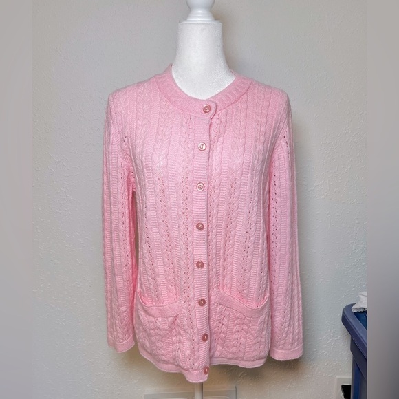 Vintage Sweaters - VNTG Glamor Knit Barbiecore Pink Knit Cardigan